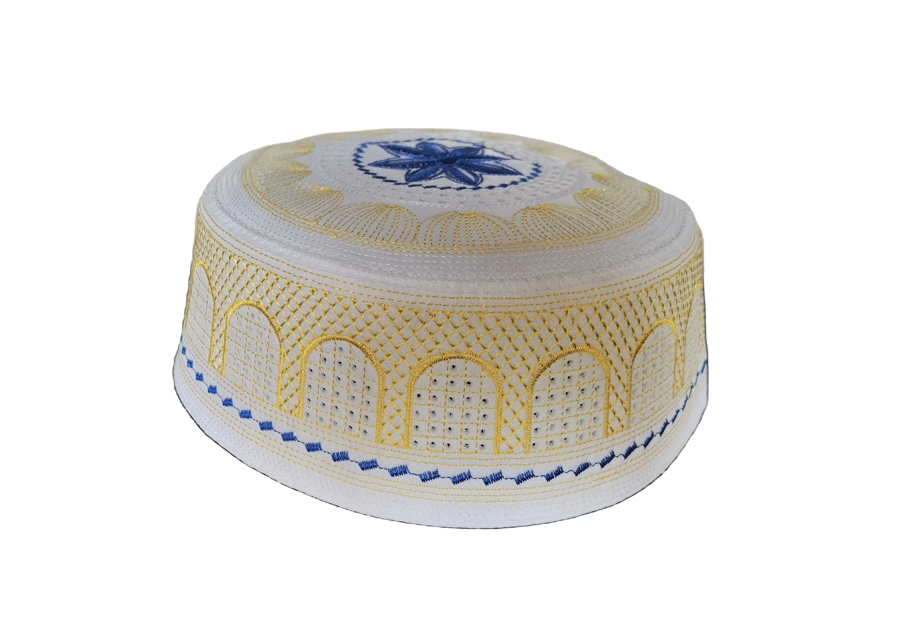 High Quality Men Prayer Namaz Embroidery Skull Cap Kufi Hat Turkish Muslim Custom Made Embroidered Caps