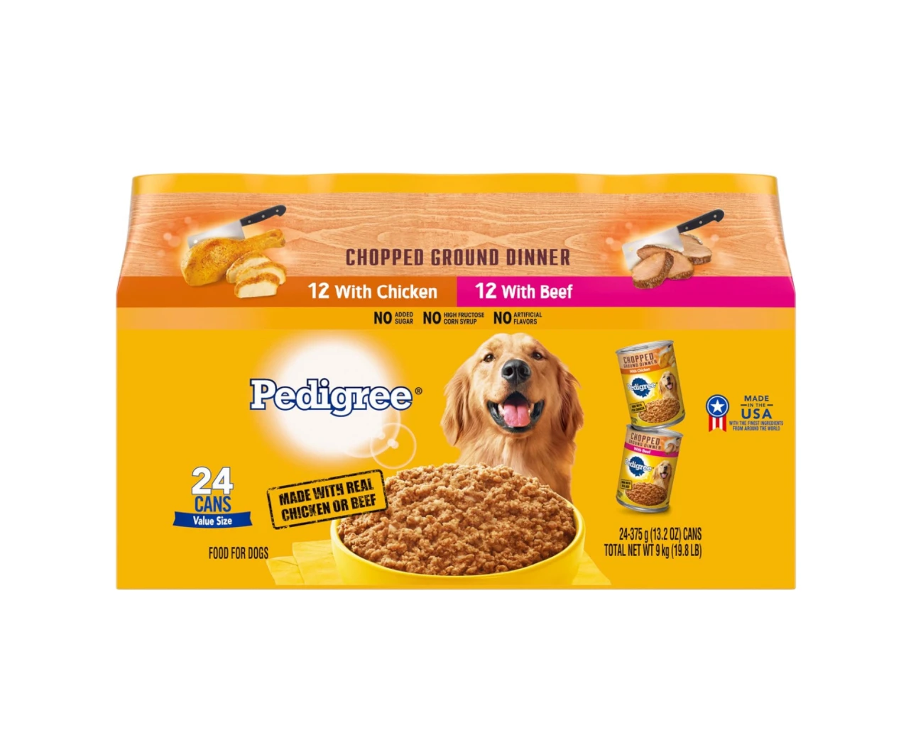 Pedigree Chopped Ground Dinner Adult Canned Soft Wet Dog Food Variety