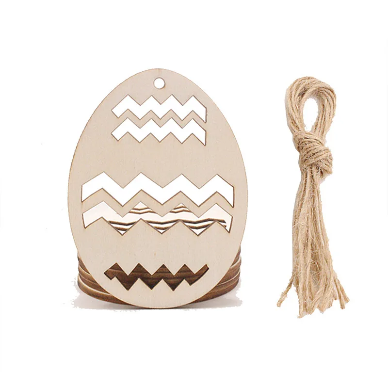 Hand-Painted 3D DIY Wooden Easter Egg Pendants for Home Decoration Children's Engraved Baby Tu Crow for Party Atmosphere