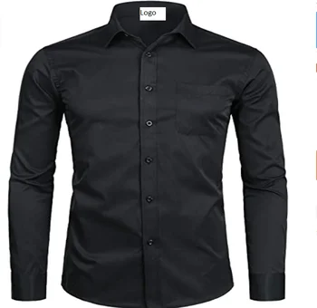 Men's Long Sleeve Dress Shirt Solid Slim Fit Casual Business Formal Button Up Shirts with Pocket from Bangladesh
