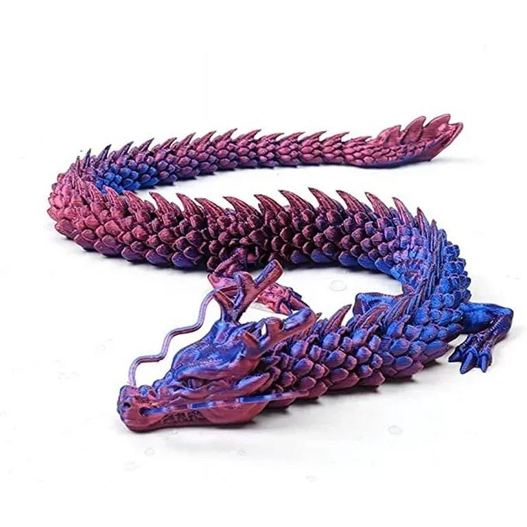 Drago Stampato In 3D 61 Cm – Modello Articolato In PLA Nero, Giocattolo Fidget E Decorazione