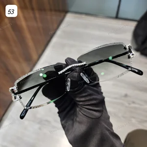 Wholesale Men's Fashion Trendy Luxury Designer Glasses Anti-Reflective Gray Lens Sunglasses Custom Design Rectangle Stainless