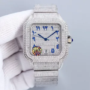 High-quality Luxury Diamond-set Moissanite Men's Mechanical Watch Classic Elegant Retro Stainless Steel Fashionable Trendy Watch