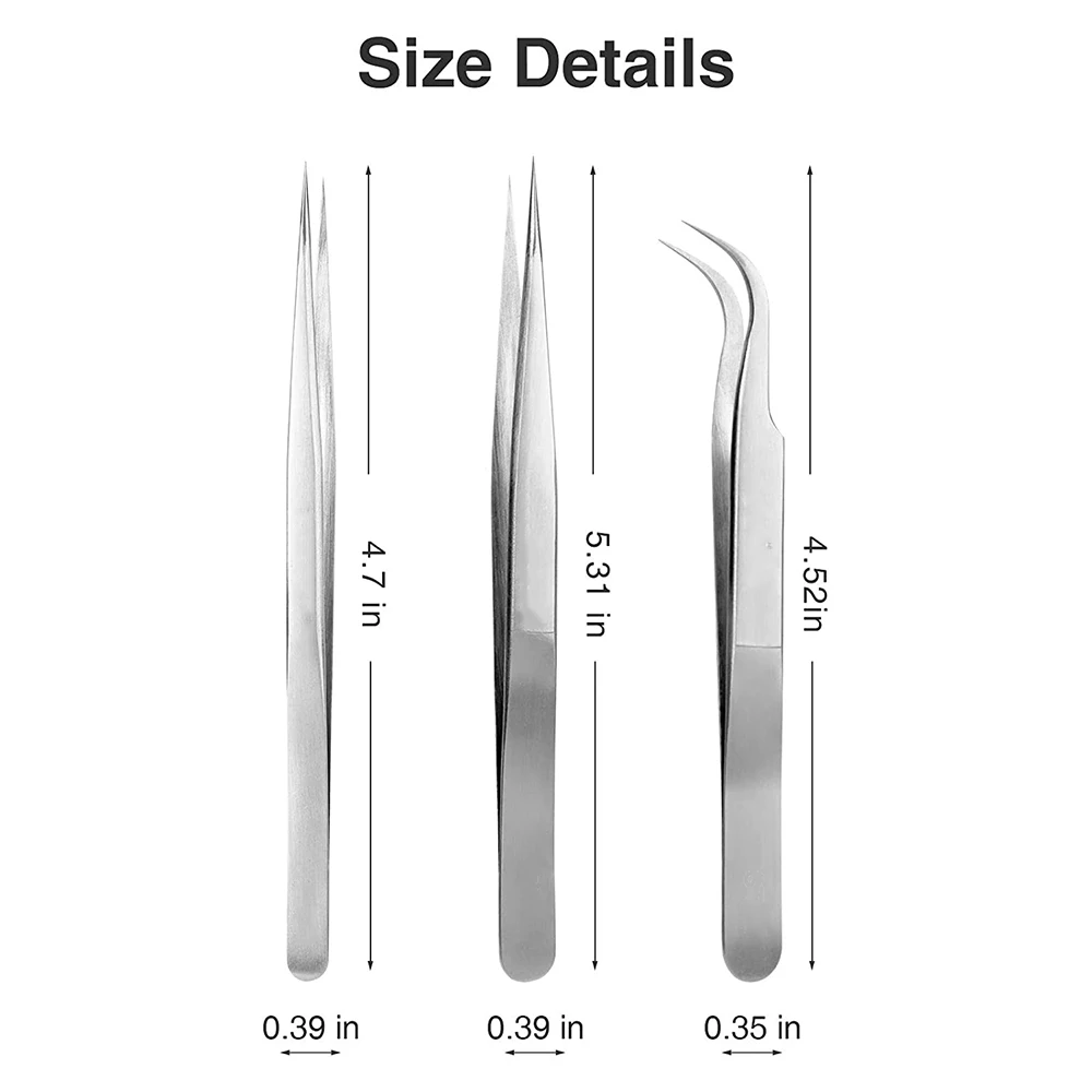 Beauty Salon Tweezers For Eyelash Extension Tweezers Set Straight Pointed Tip 5.0" Beauty Care