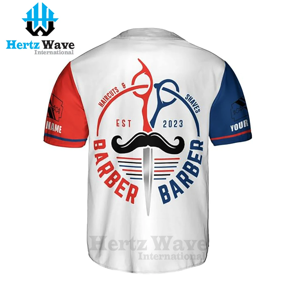 Wholesales Barber Smock Custom Logo Sublimation Barber Shirts Baseball