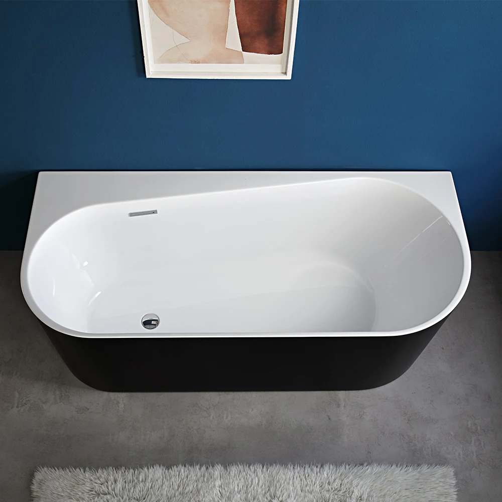 Snow White Solid Stone Tub Easy To Clean Solid Surface Tub Customized