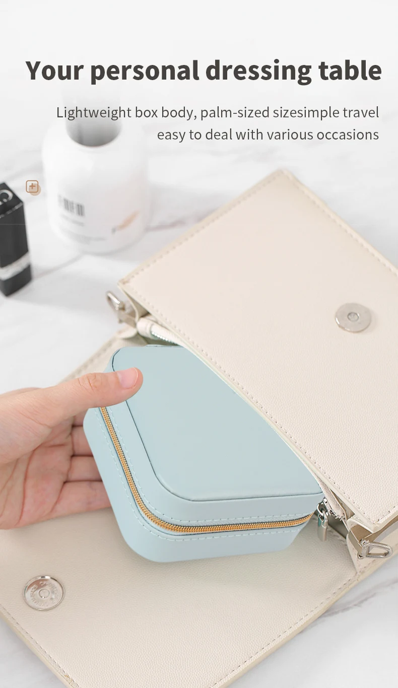 Pu Leather Jewel Case Travel Square Jewelry Storage Boxes Organizer