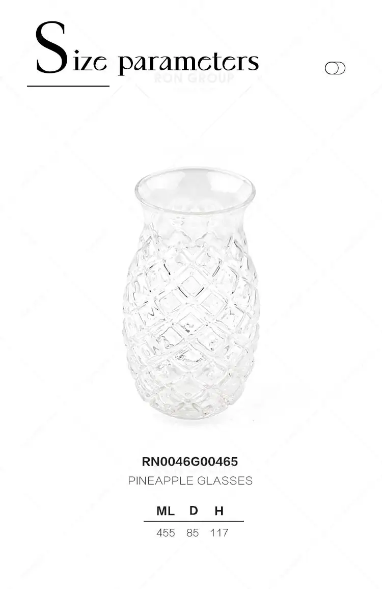 New creative design high quality restaurant party bar transparent glasses pineapple pattern cup drinking glass