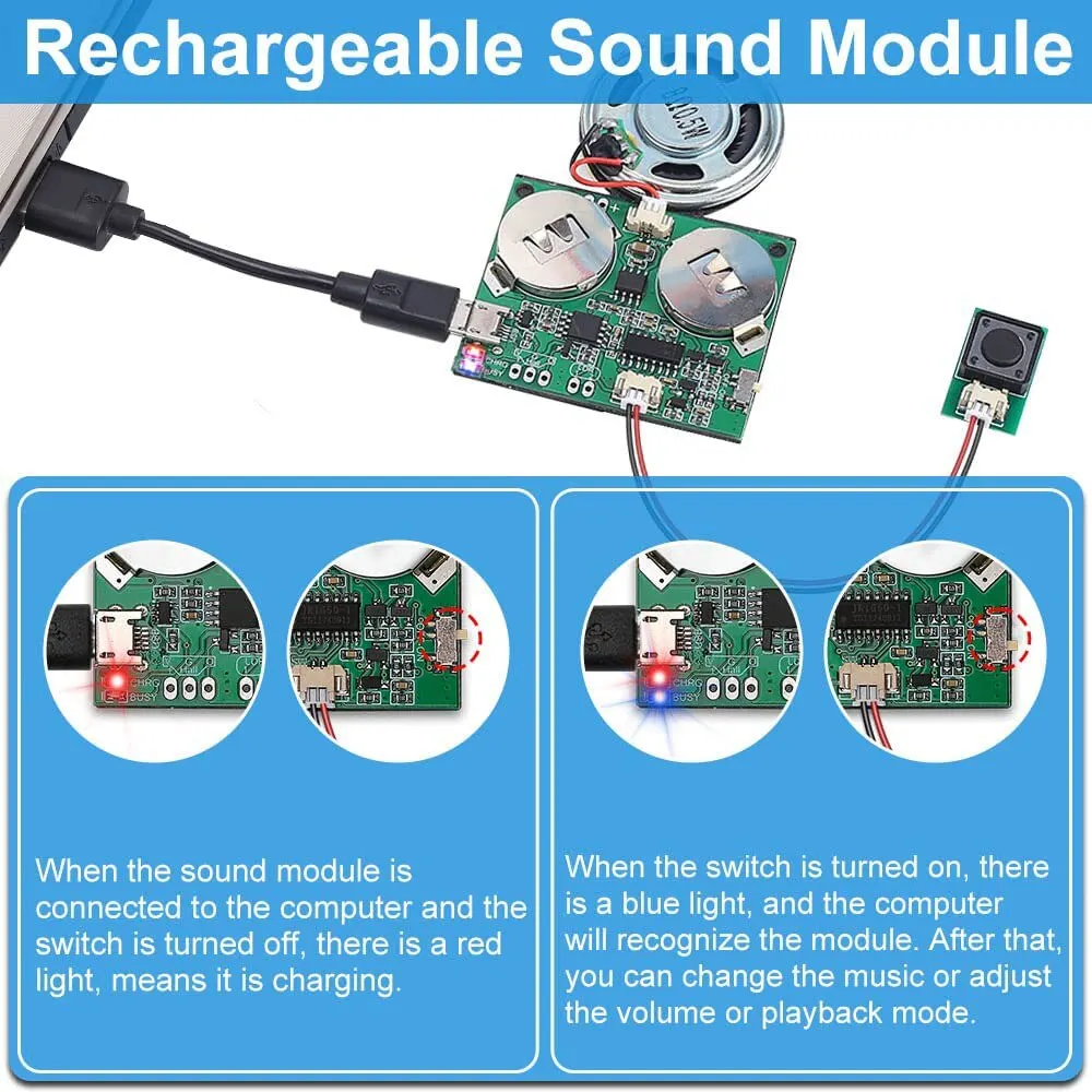 Acoustic Components Audio Module Recordable Music Box Movement Sound Record Chips for Greeting Card Audio Recording