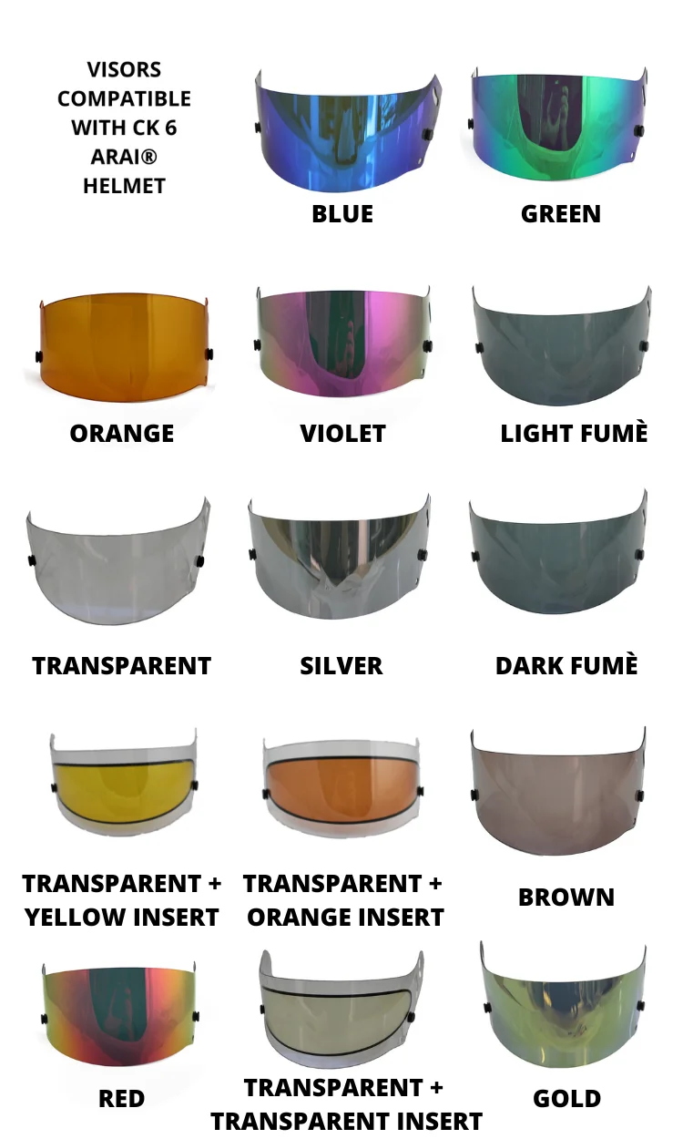 Italian Hand Made Mirrored Green High Quality Visor Compatible With Kart Helmet Ck6 Anti