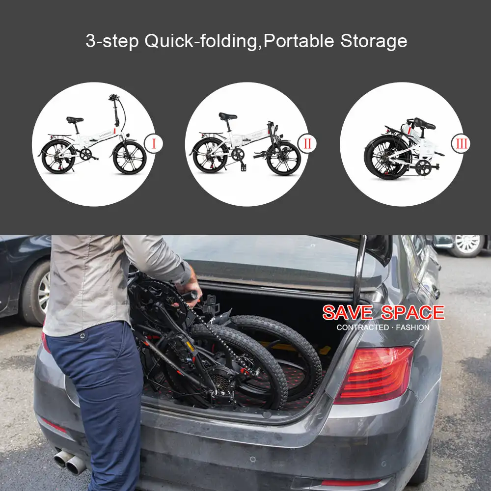 Mini-Elektrofahrrad aus Aluminiumlegierung 20LVXD30-II, faltbar, mit Hinterradnabenmotor, 7 Gängen, 36V/48V Lithium-Akku, 7 Gänge, Aluminiumlegierung