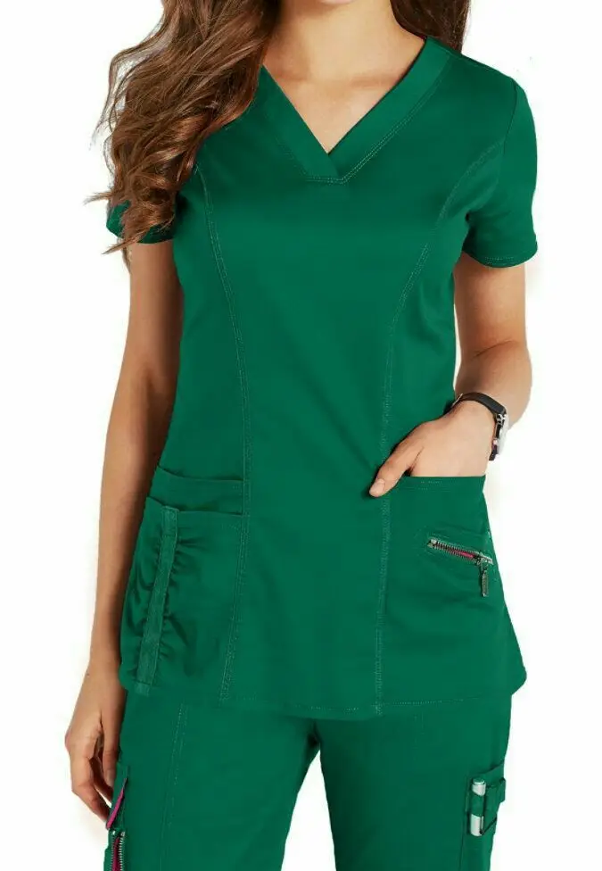 Reusable Scrubs Uniforms Sets Light Color Plus Size Doctor Hospital Medical Elastic Waist Jogger