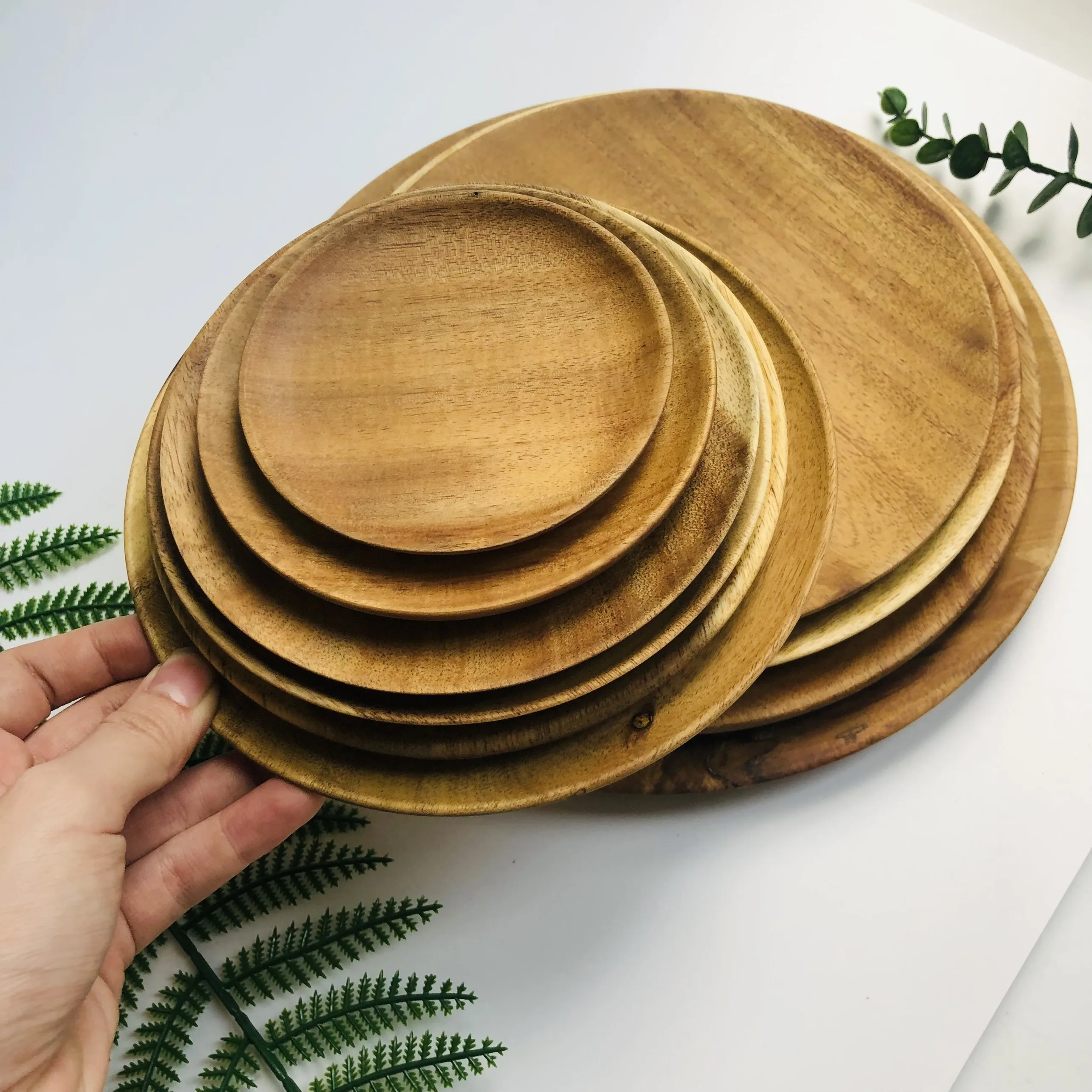 Vietnam Round Natural Acacia Wood Plate Buy Wood Plate,Plates,Kitchen