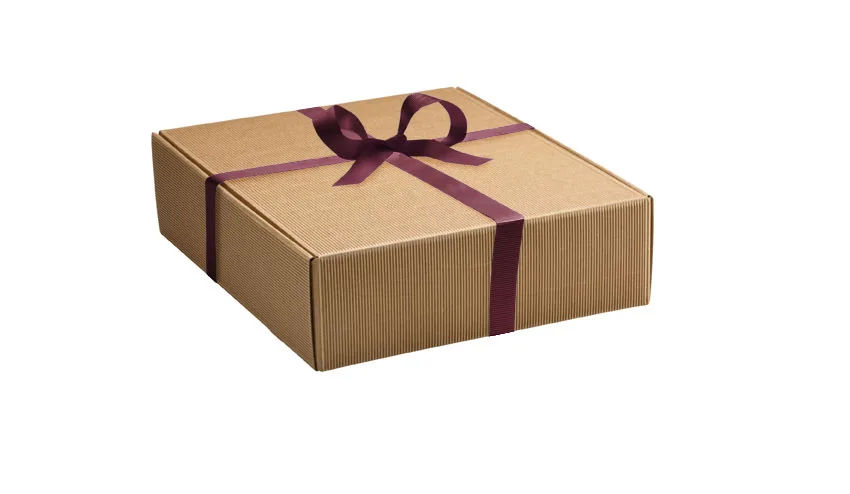 Cardboard Box Set for Three Bottles Self-Mounting with Internal Support Corrugated Board Ginkgo Kraft Colour Wine Gift Box