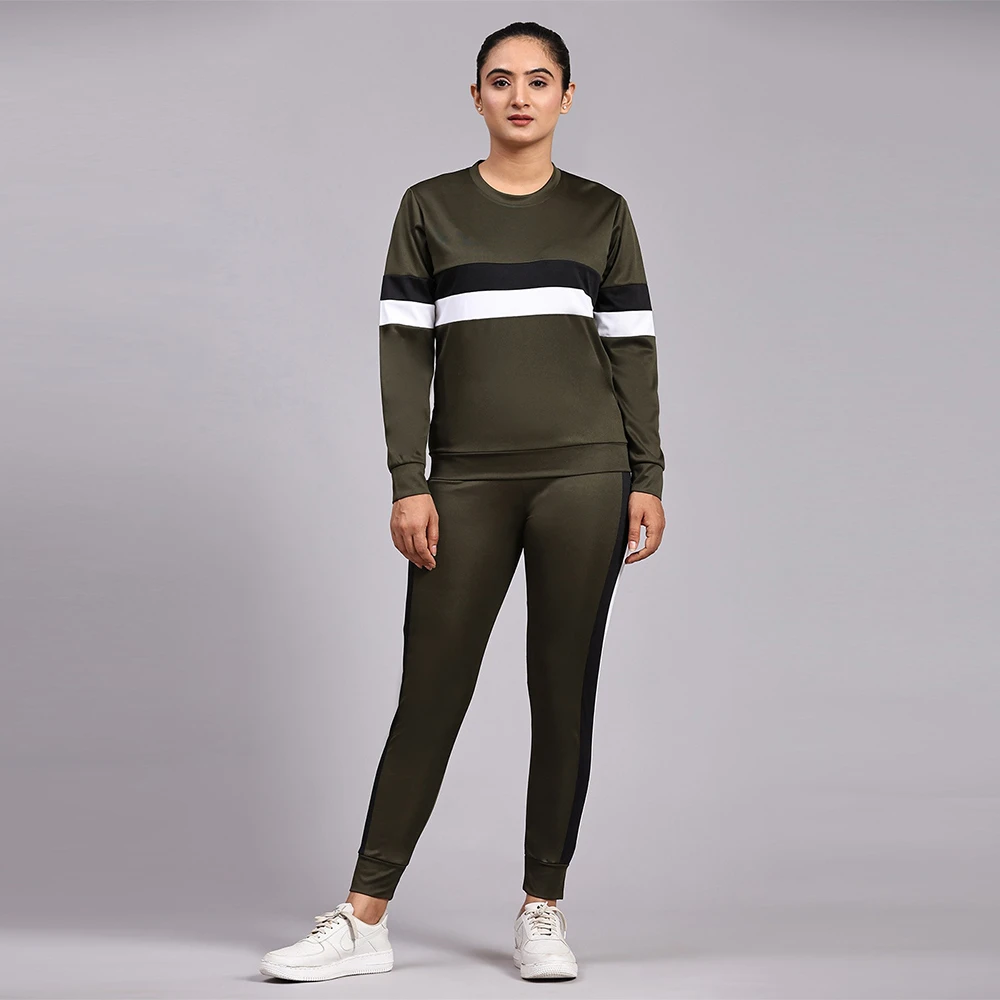 Two-piece set full length Women's Cotton Tracksuits Top And Bottom
