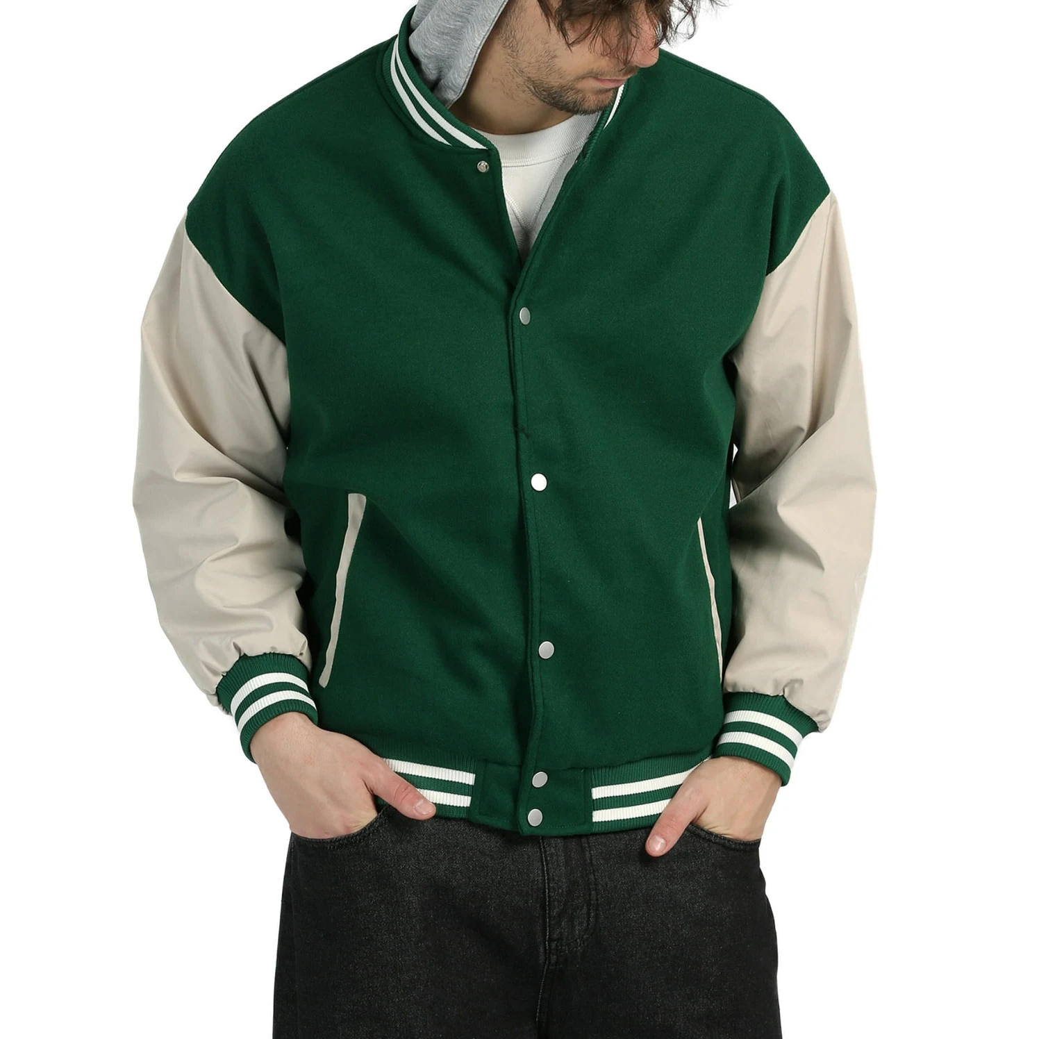 Men Baseball Varsity Jacket Design Logo Olive Green Fashion Oversized  Letterman Aesthetic Designer Outfit College Jacket For Men