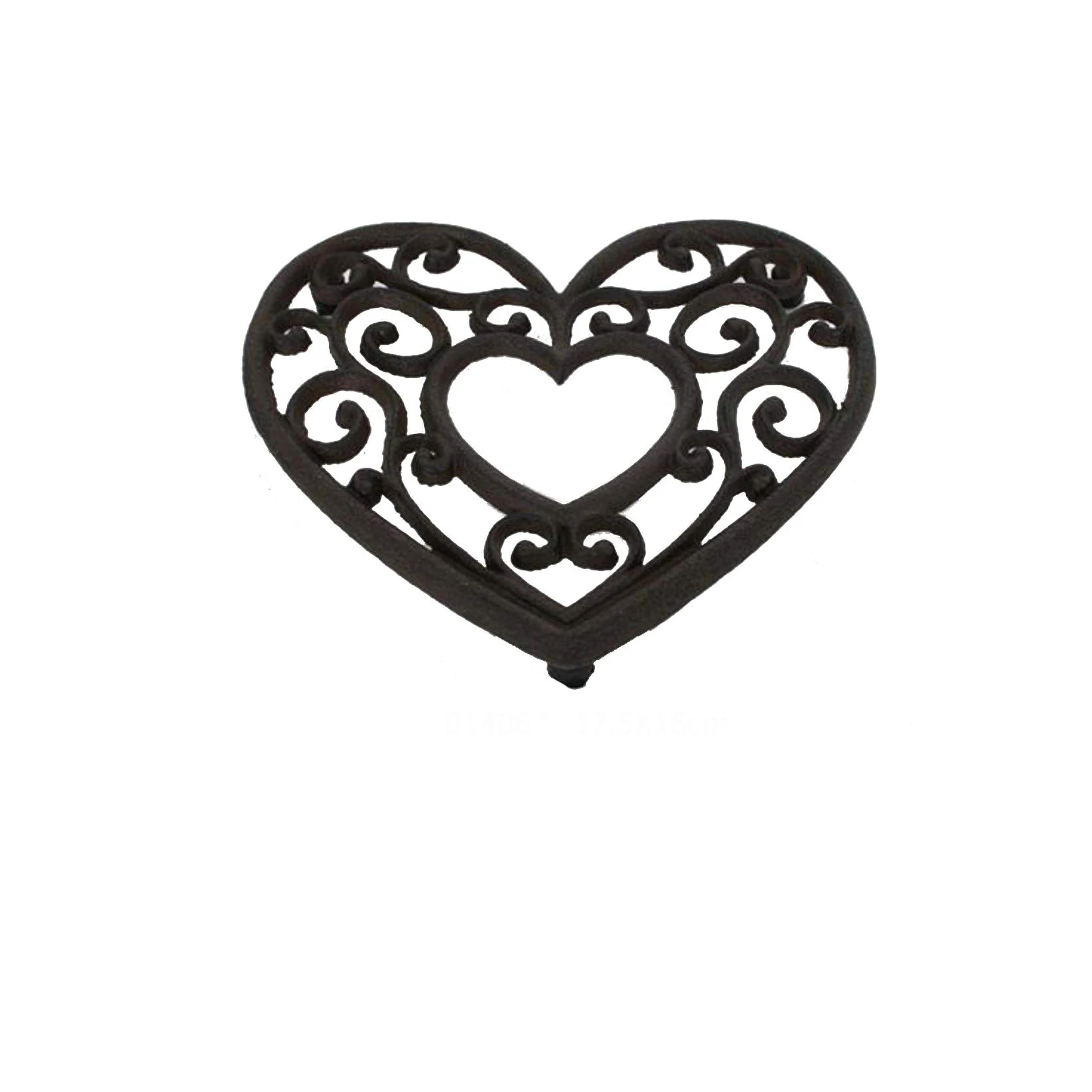 Blue Colored Cast Iron Heart Trivet Decorative Cast Iron Trivet for Kitchen Countertop Dining Table Vintage Design Kitchenware