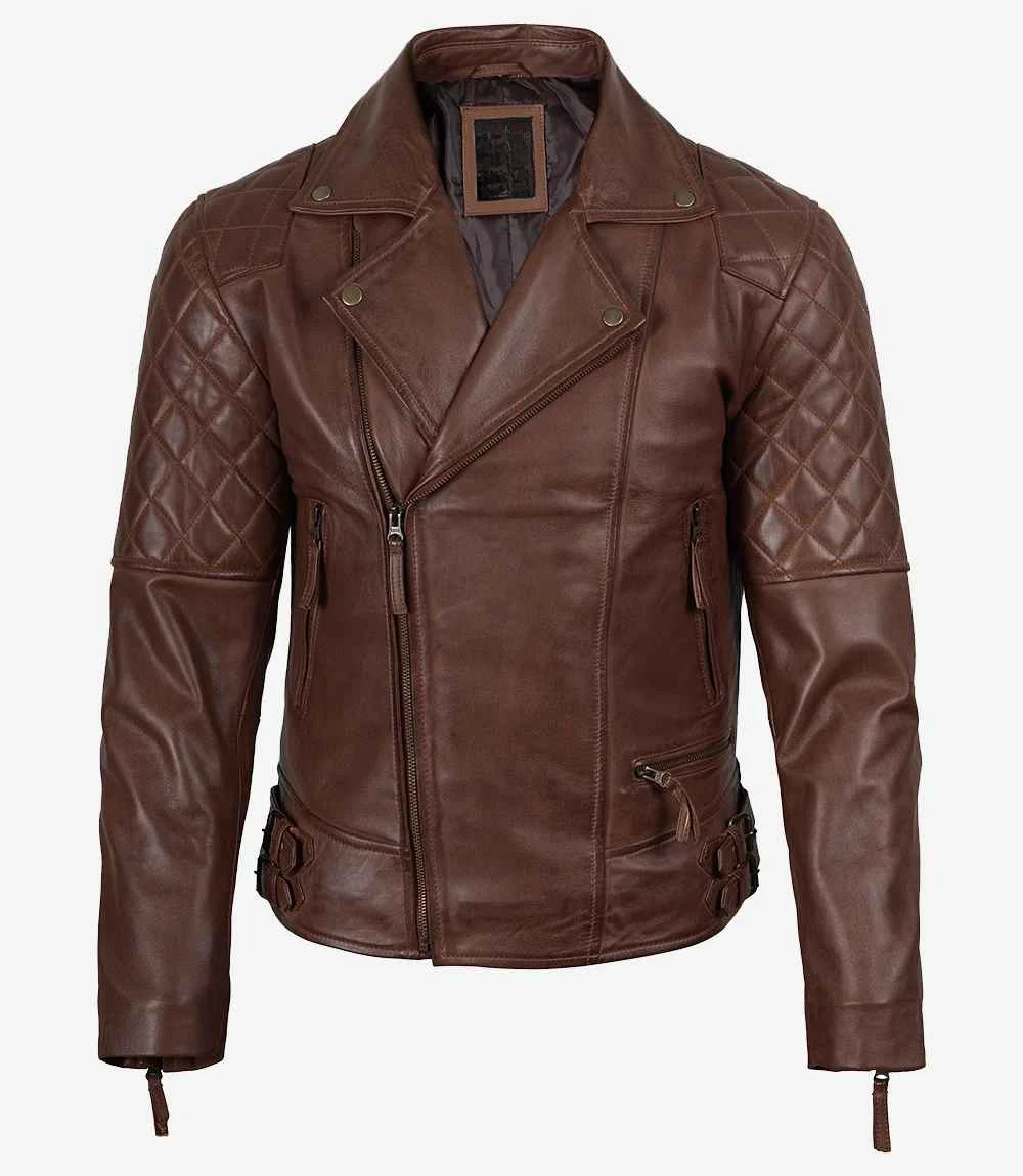 Wholesale Custom High Quality Premium Quality Cow Leather Bomber Jacket Men Brown Vintage Motorcycle Slim Fit Winter
