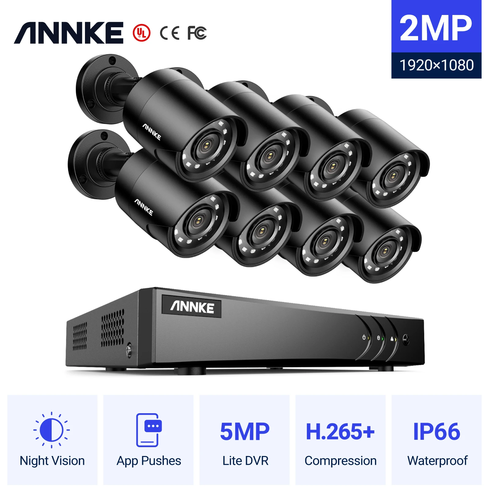 ANNKE 4pcs 1080P HD TVI Bullet Security Camera System
