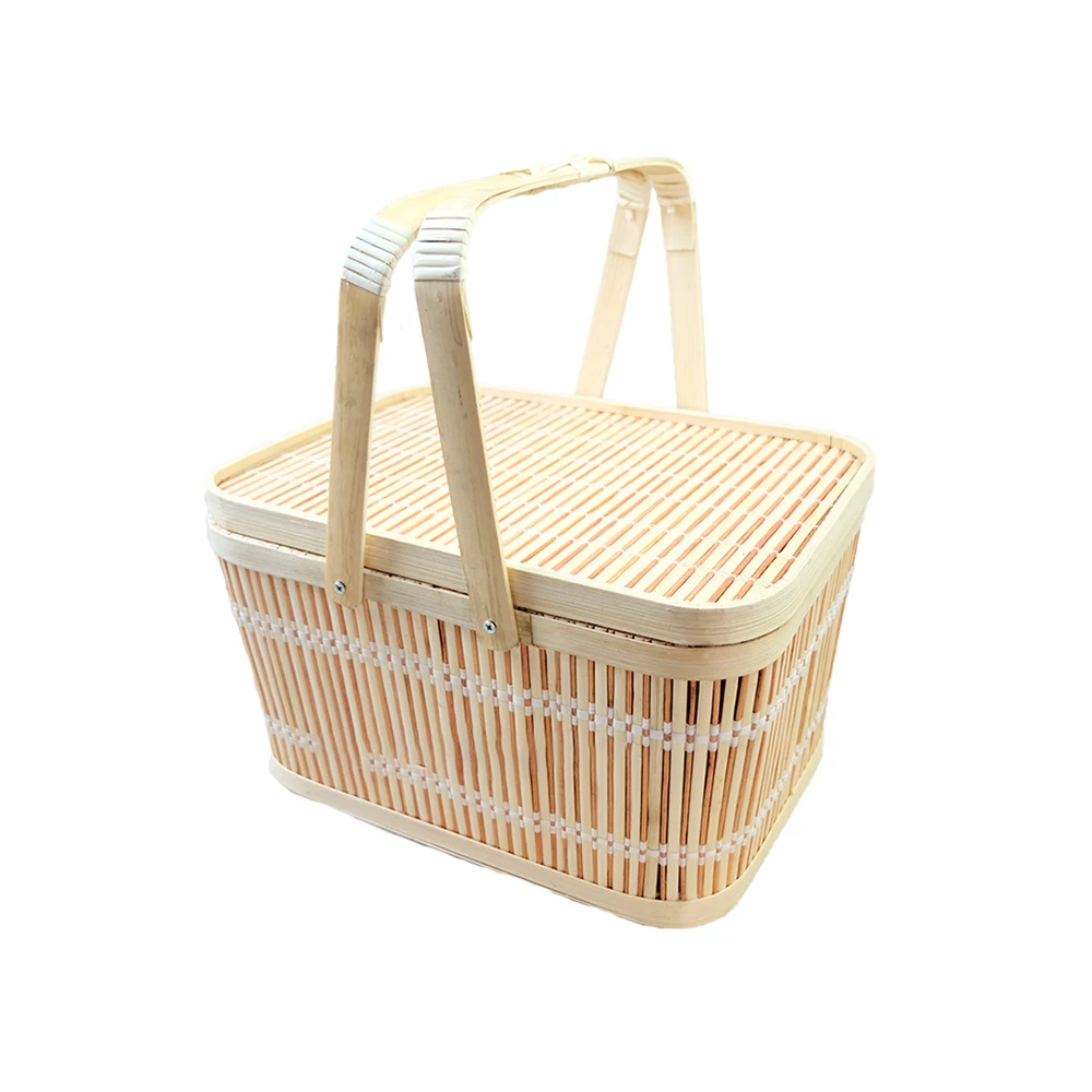 Bamboo Material Weaving Waste Basket Open Bamboo Handmade Wooden Bamboo