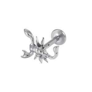 Scorpion Shape PVD Plated Piercing Straight Barbell Titanium Steel Color Body Jewelry Nose Lip Ear Cartilage Eyebrow Tragus Gift
