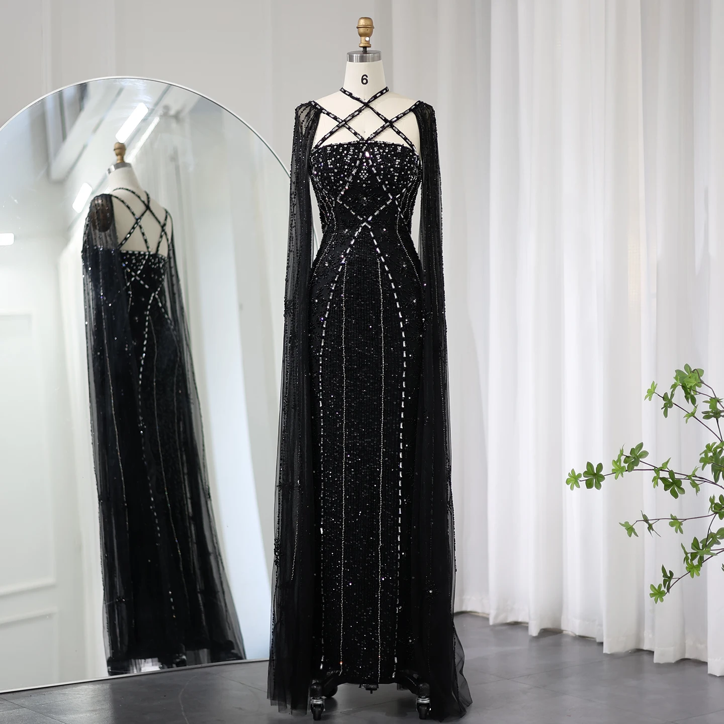 Jancember SCZ058-1 Luxury Crystal Rhinestone Long Evening