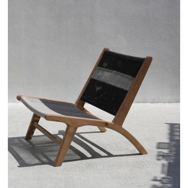 teak lounge chair relax black and white rope color