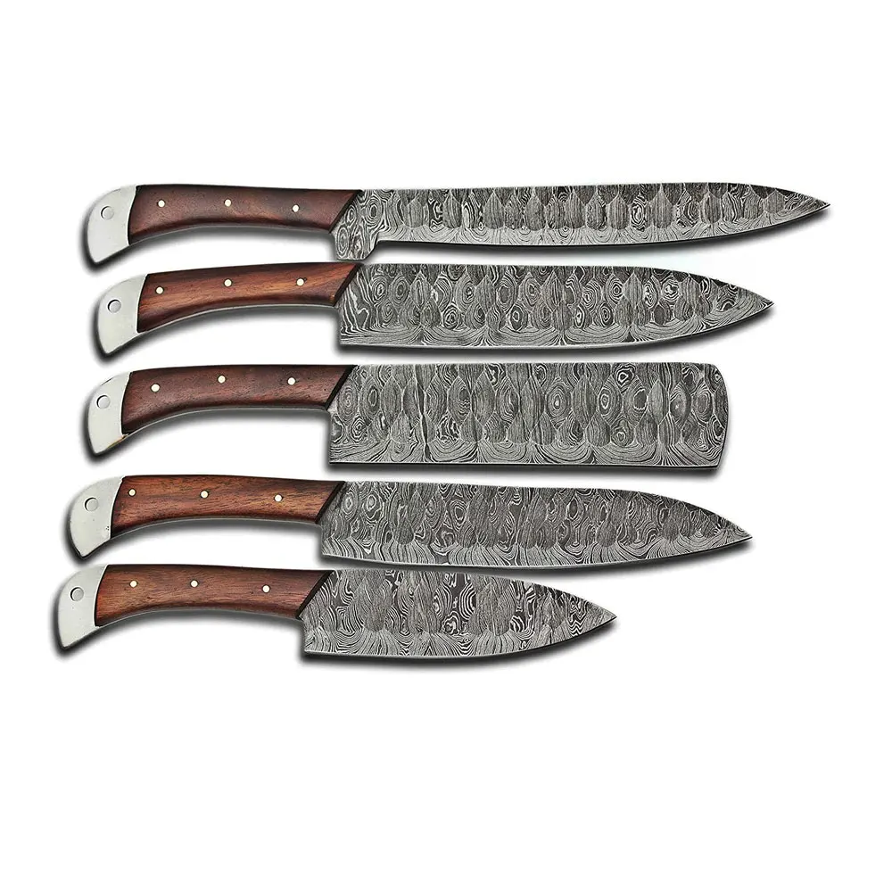 Handmade Damascus Kitchen Chef Knives Set 5pcs Set Japanese Kitchen