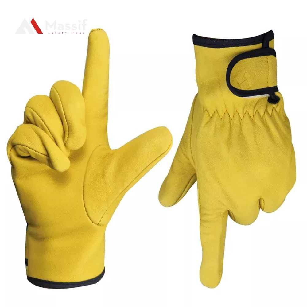 Cow Grain Leather Driving Work Glove Warm Winter Mechanics Driver ...