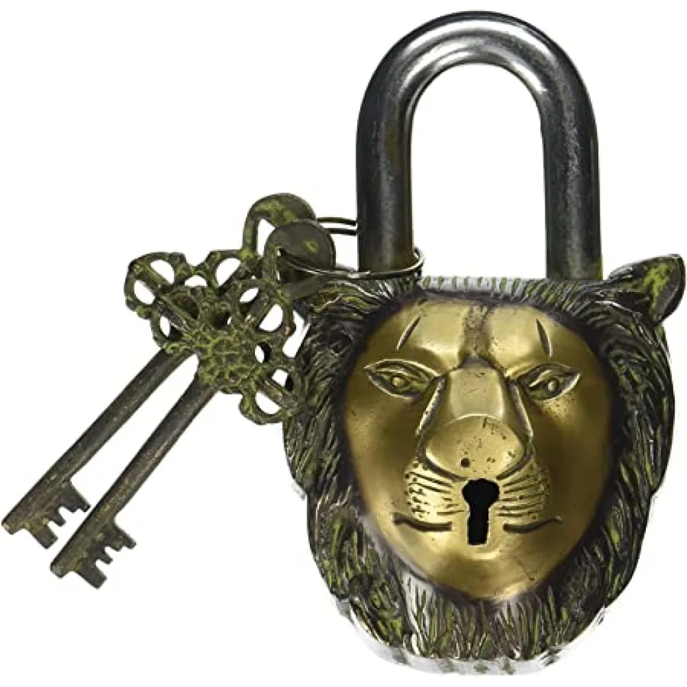 Functional Brass Beautiful Padlocks with Two Keys Functional Brass Garden Padlock in Lion Head Locker Padlock Pad Lock Sets Keys
