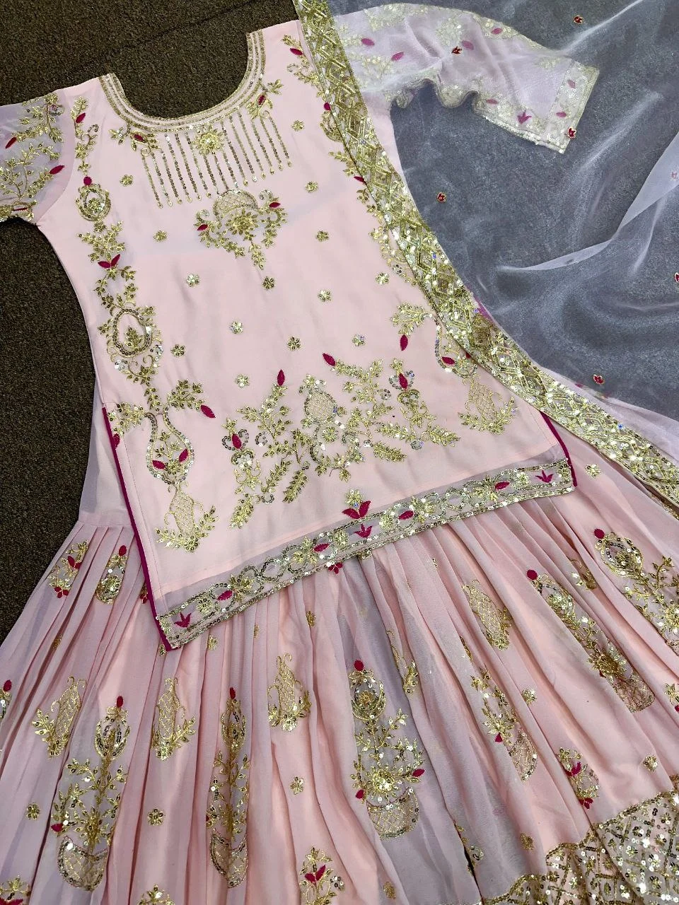 Heavy Exclusive Design of Fancy Embroidery Salwar Kameez Partywear Sharara Suit Women Sharara for Girls Indian Sharar Dress