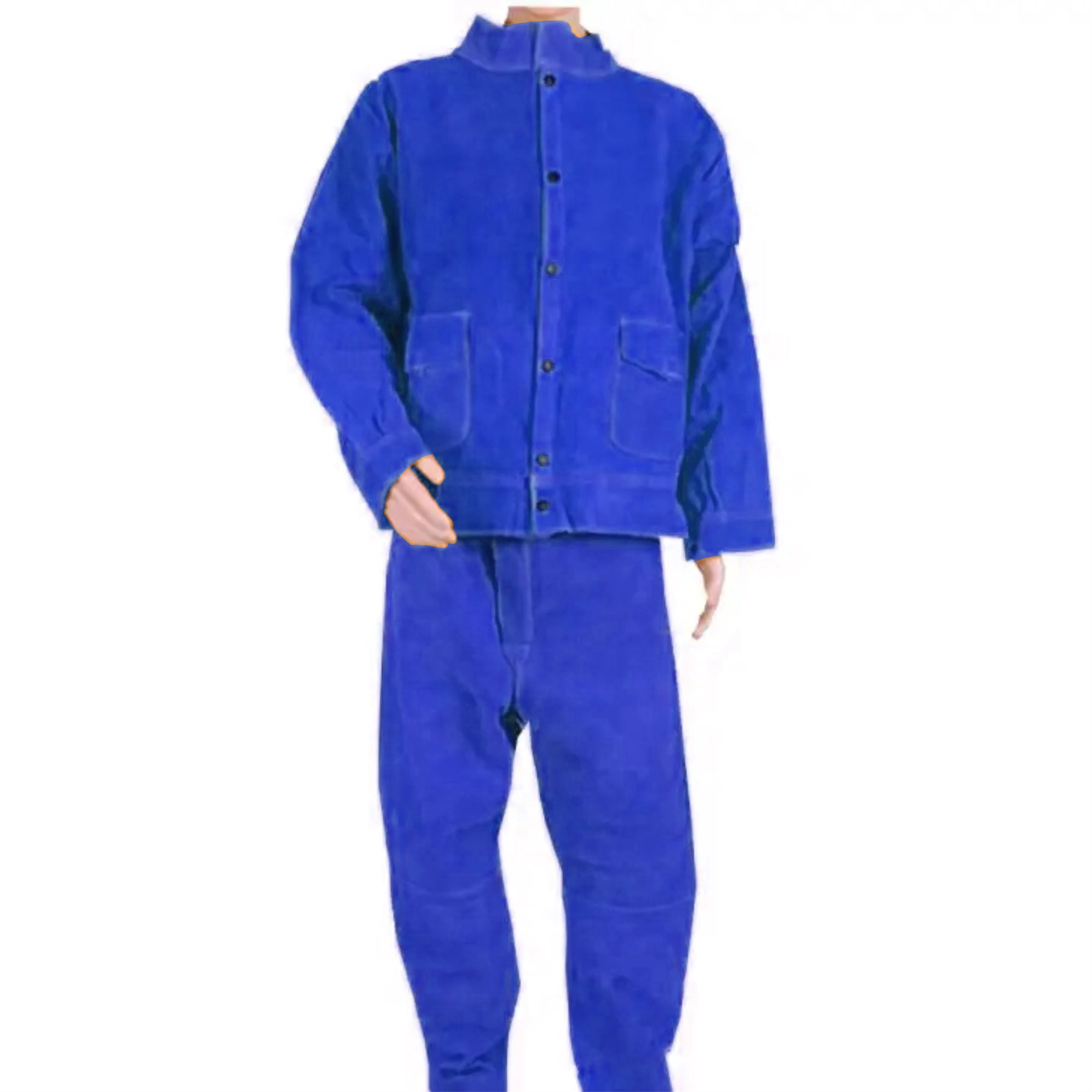 S 7XL Size Heat Flame Resistant Cowhide Leather Safety Clothing Anti-Static Heavy Duty Welding Jacket Trouser Industrial Safety