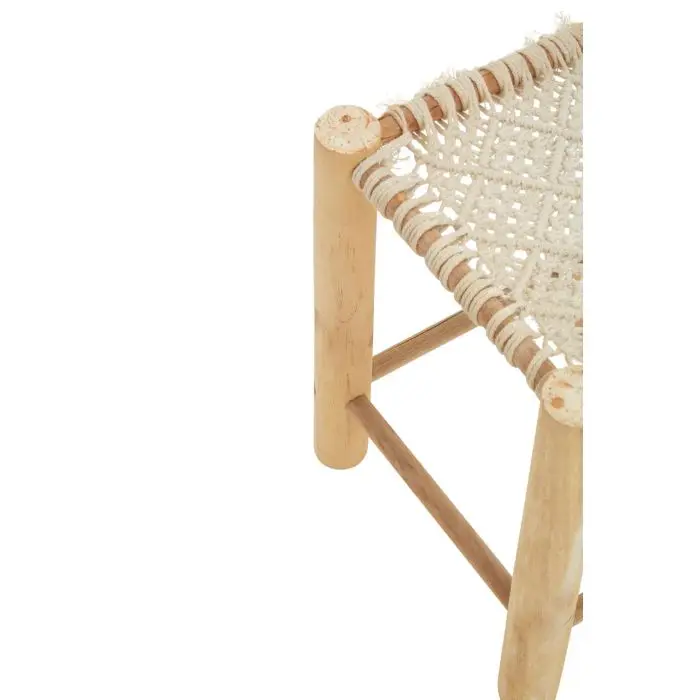 Designer Stool Northern Pine with Braided Paper String for Wedding and Living Room Furniture Taburete Bajo En Madera De Teca