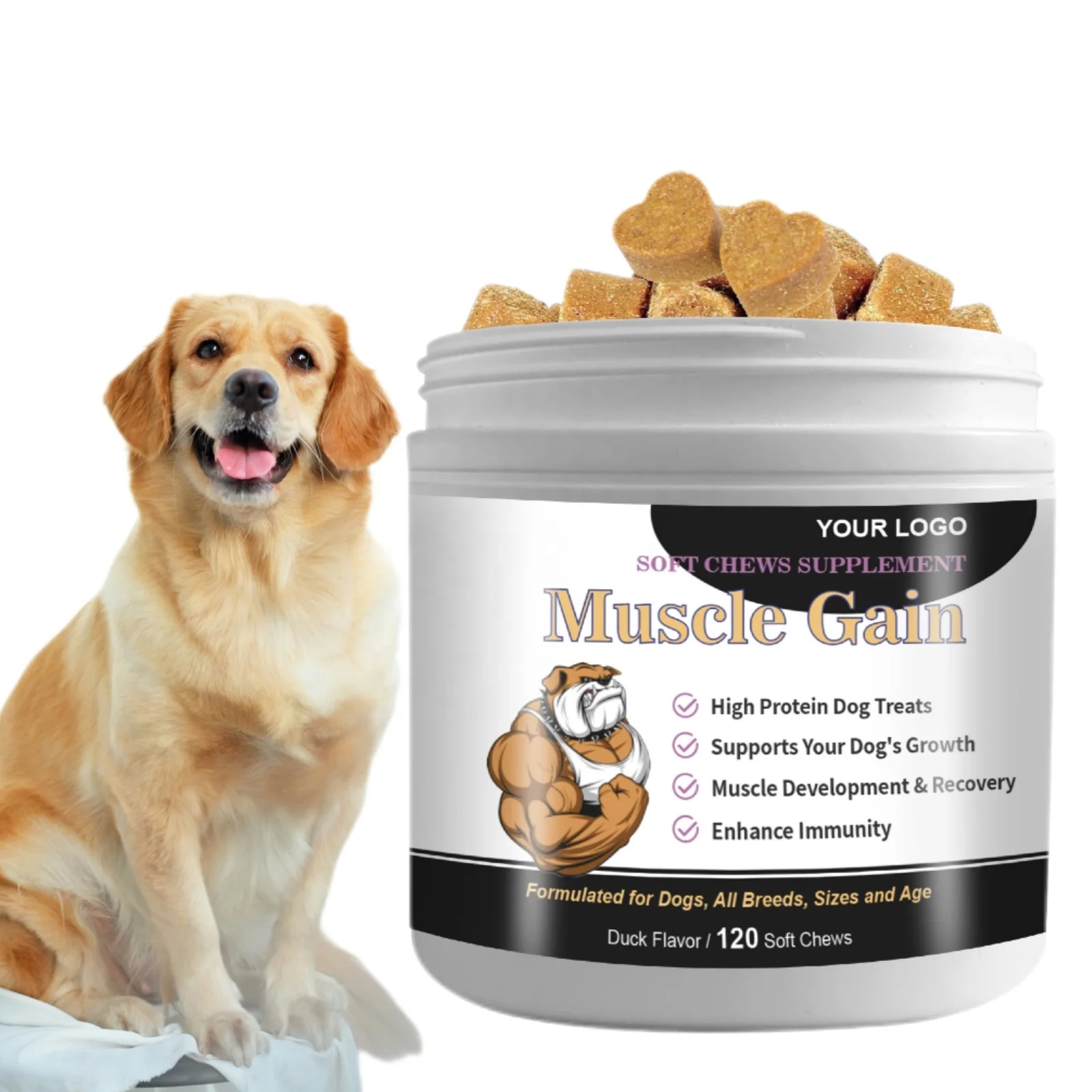 肌肉狗蛋白软咀嚼狗肌肉增加减少衰老狗的肌肉损失| Alibaba.com