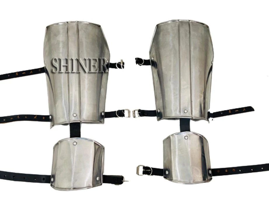 Armor Mandalorian Leg Guard 18 Gauge Steel Costume High Quality Silver Polished Mandalorian Leg