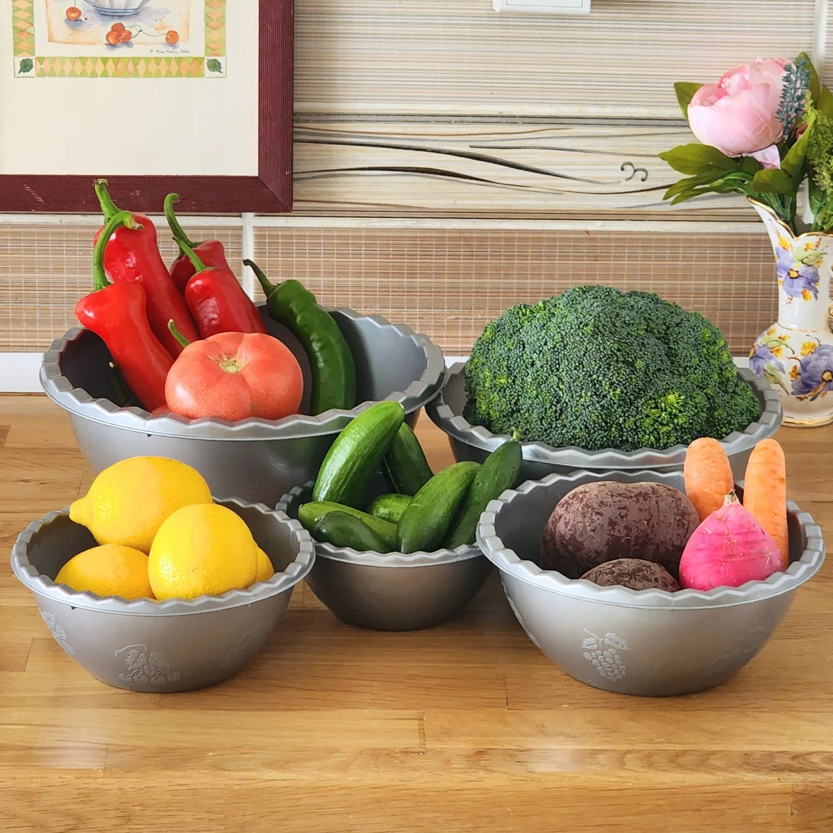 Versatile Plastic Basin Set for Kitchen Utensils