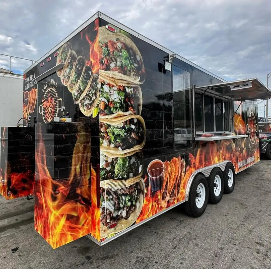 Mobile Food Truck Trailer Street Mobile Food Cart Outdoor Kitchen Fast Food Truck With Cooking Equipment For Sale to UK USA OMAN