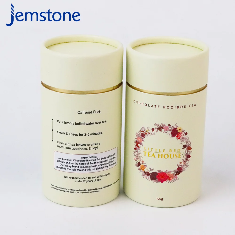 Free Design CMYK Printing Cylindrical Paper Tube Cardboard Tube Packaging for CHOCOLATE ROOIBOS TEA