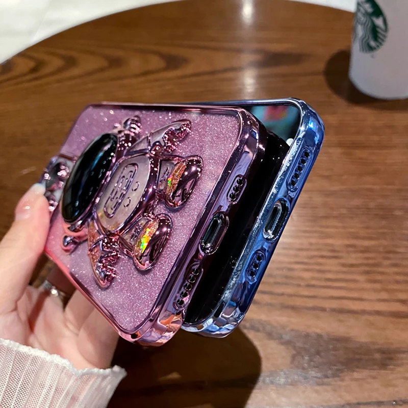 Unique Luxury Astronaut Fold Stand Holder Glitter Plating Mobile Phone