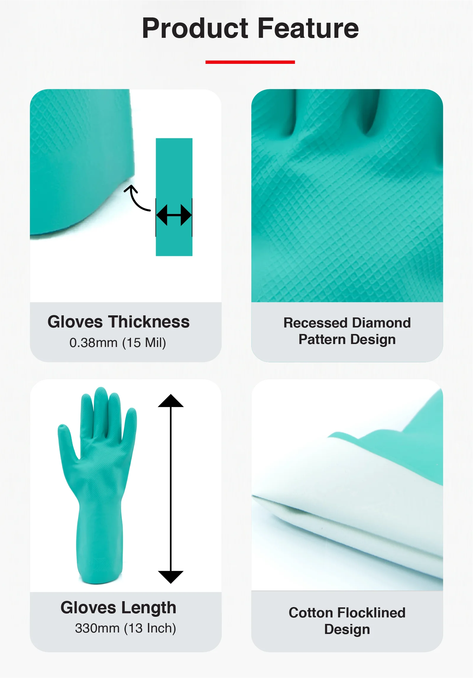 Chemical Resistant Green Nitrile Gloves Non Slip Flocklined Work Glovessafety Gloves For Oil 2002