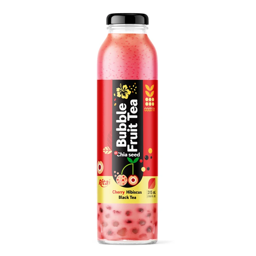 315mlガラス瓶入りミルクティー（チェリーハイビスカス、ブラック