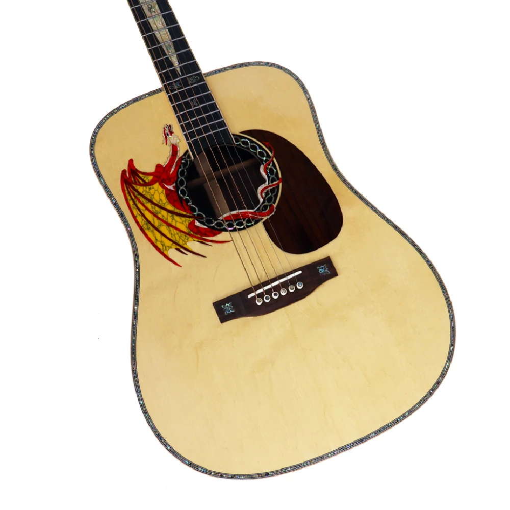 High Quality 41'' Acoustic Guitar with Madagascar Rosewood Spruce Sapele Solid Fingerboard Ebony-Stringed Instrument