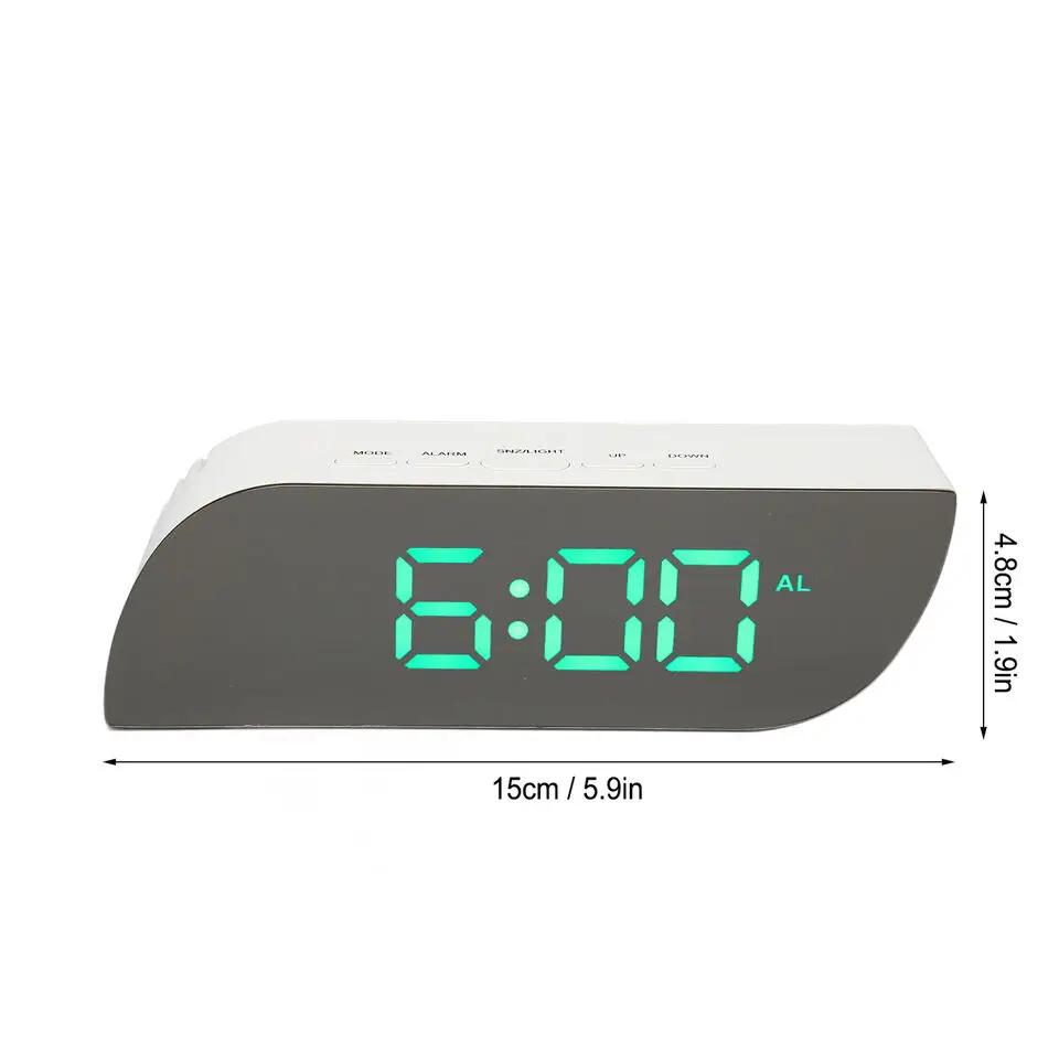 Luxury Multifunctional Wake up Digital Mirror Led Alarm Table Clock With Snooze Temperature Backlight