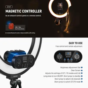 NEEWER RL45B 45W 18" Slim Edge Lit Ring Light Kit-10103368 detail image