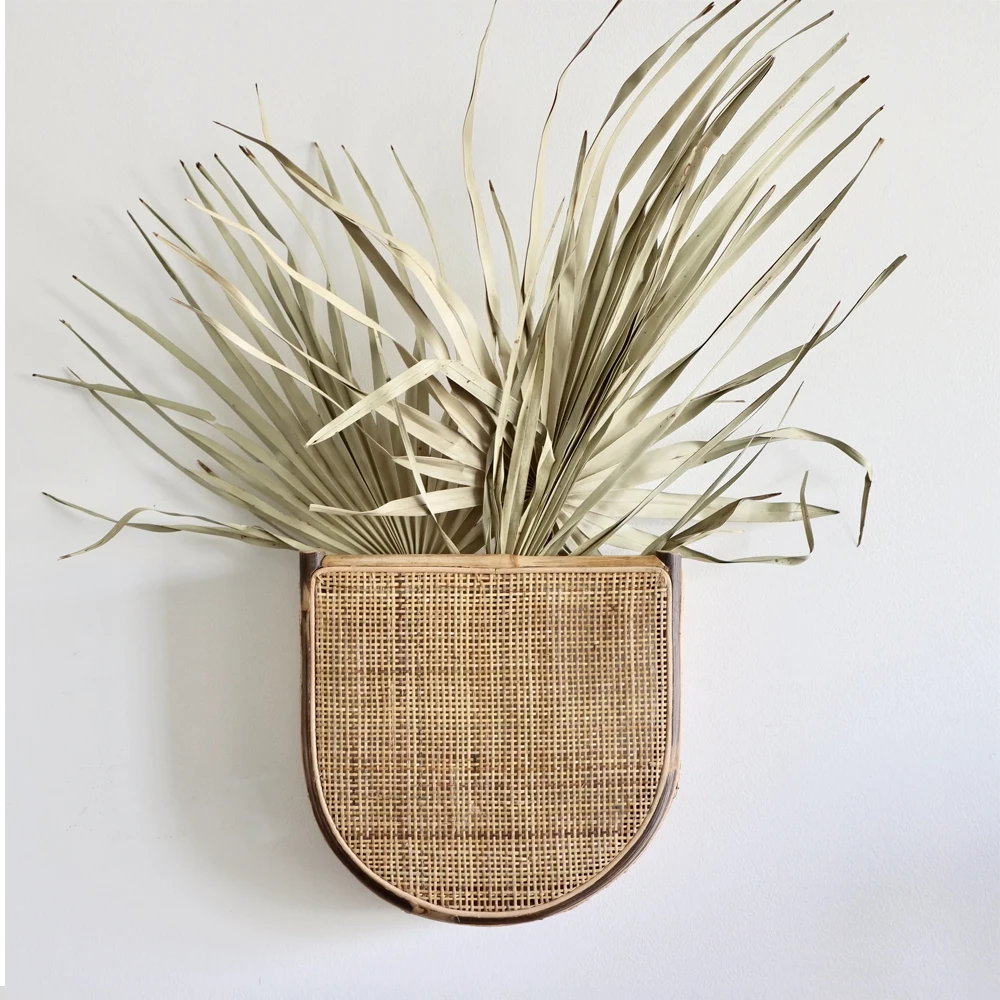 Good Quality Rattan Planter Hanging Wall Mounted Flower Pot Neutral