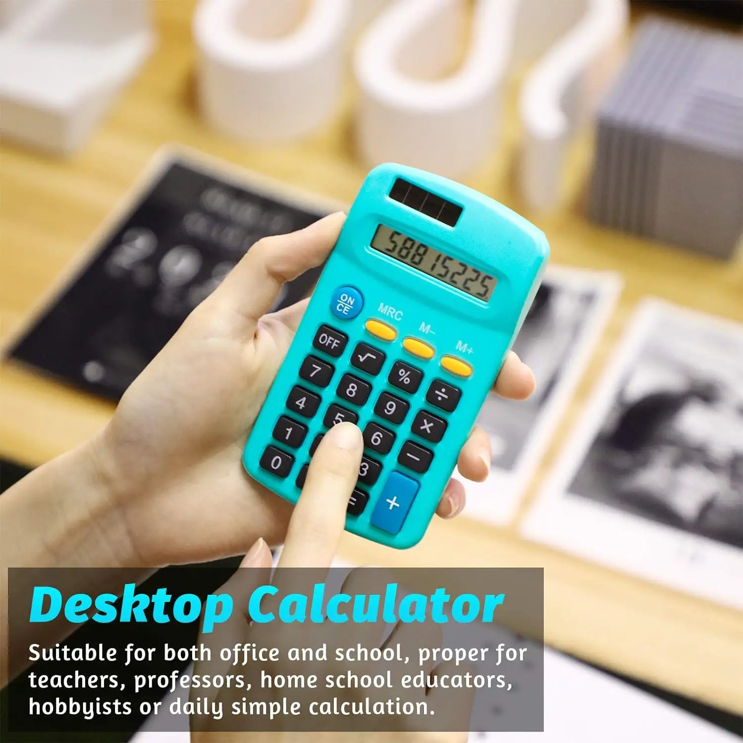 8 Digit Display Basic Calculator Solar Battery Dual Power Mini Calculator for Desktop Home Office School Students Kids