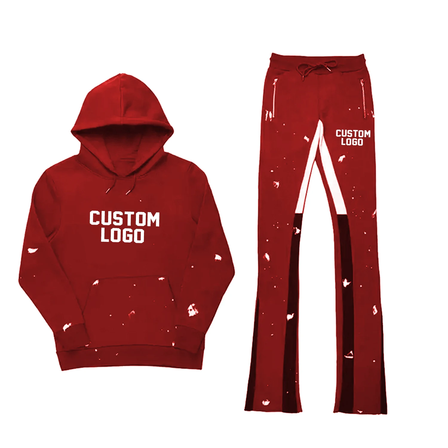 Custom Men's Embroidered Patchwork Sweatpants Sweatsuit