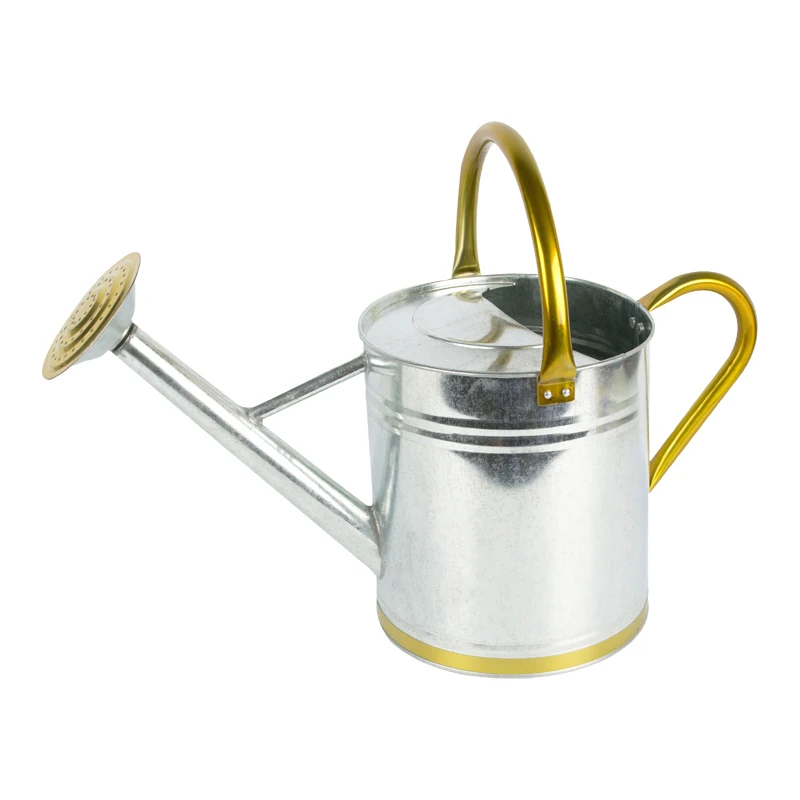 金属製の錆びた仕上げの丸い形の水差し、ハンドル付き、庭、屋外用