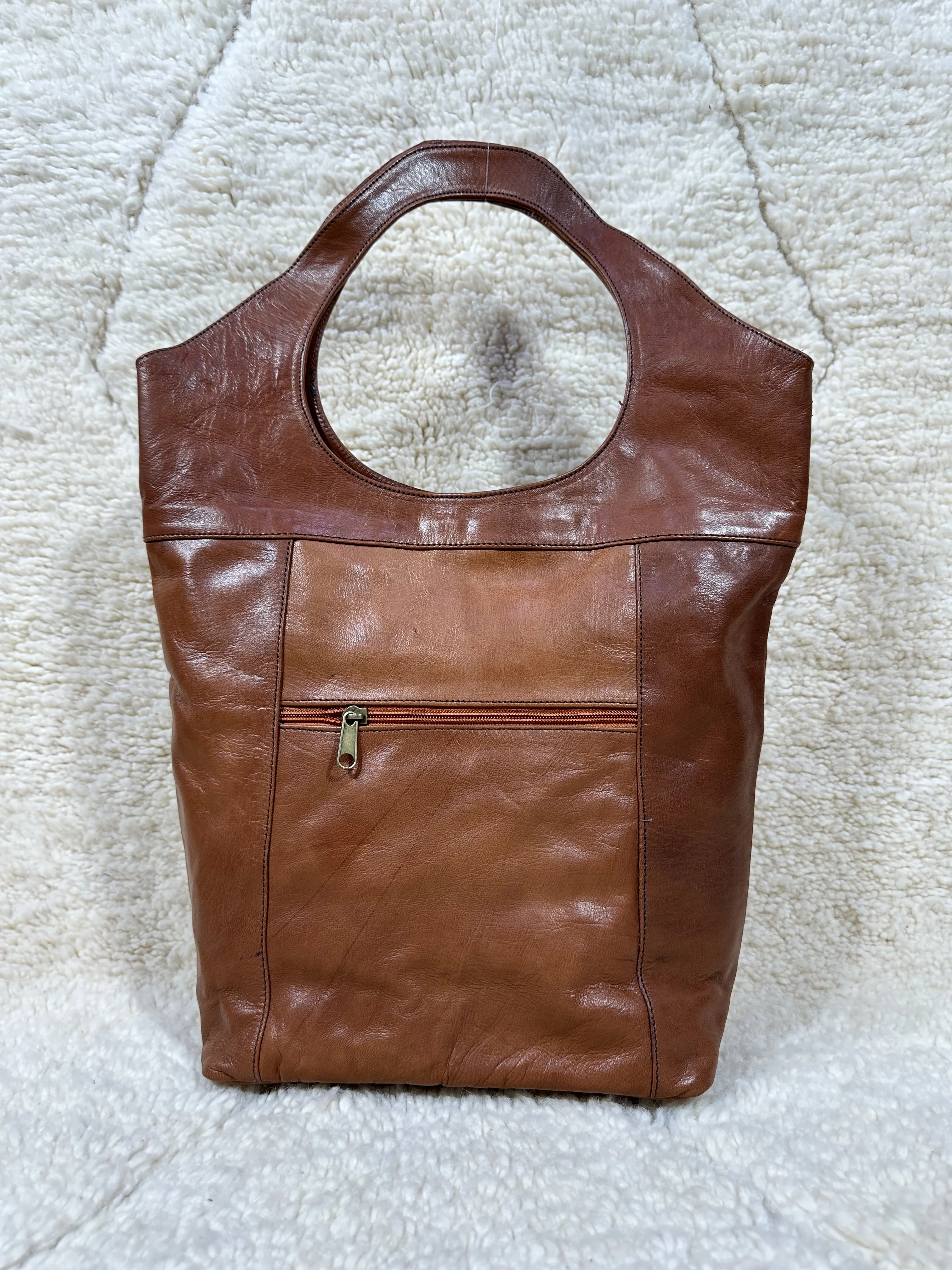 Designer Genuine Smooth Leather Tote Bag for Ladies Moroccan Style Big Size with Cover Closure Low Price Handbag
