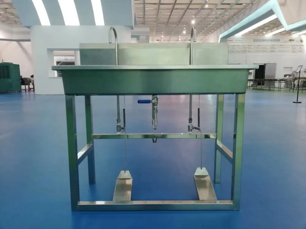 Automatic sensor wash basin with foot pedal for food industry hygiene control